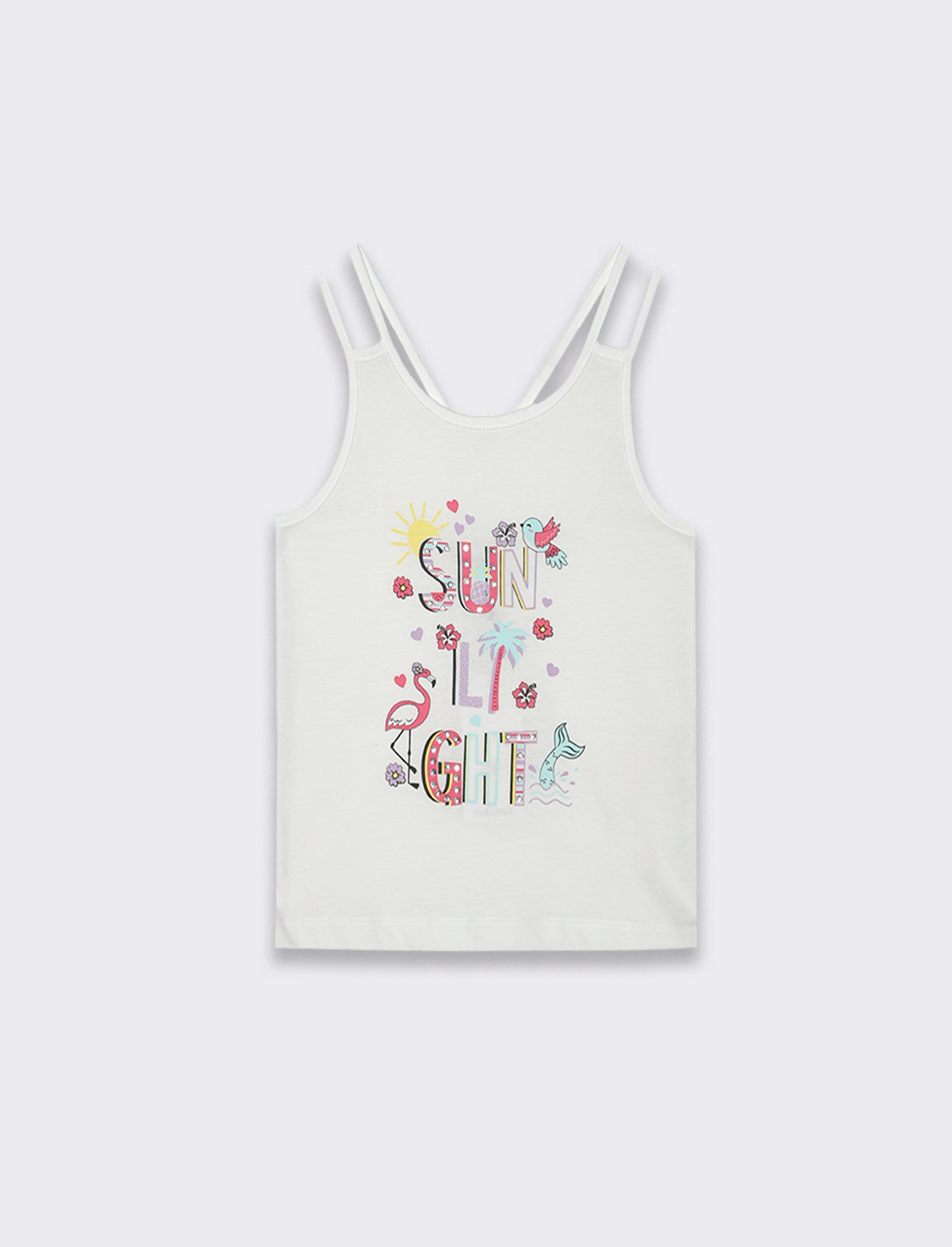 T-shirt stampata con strass da bambina - Bianco