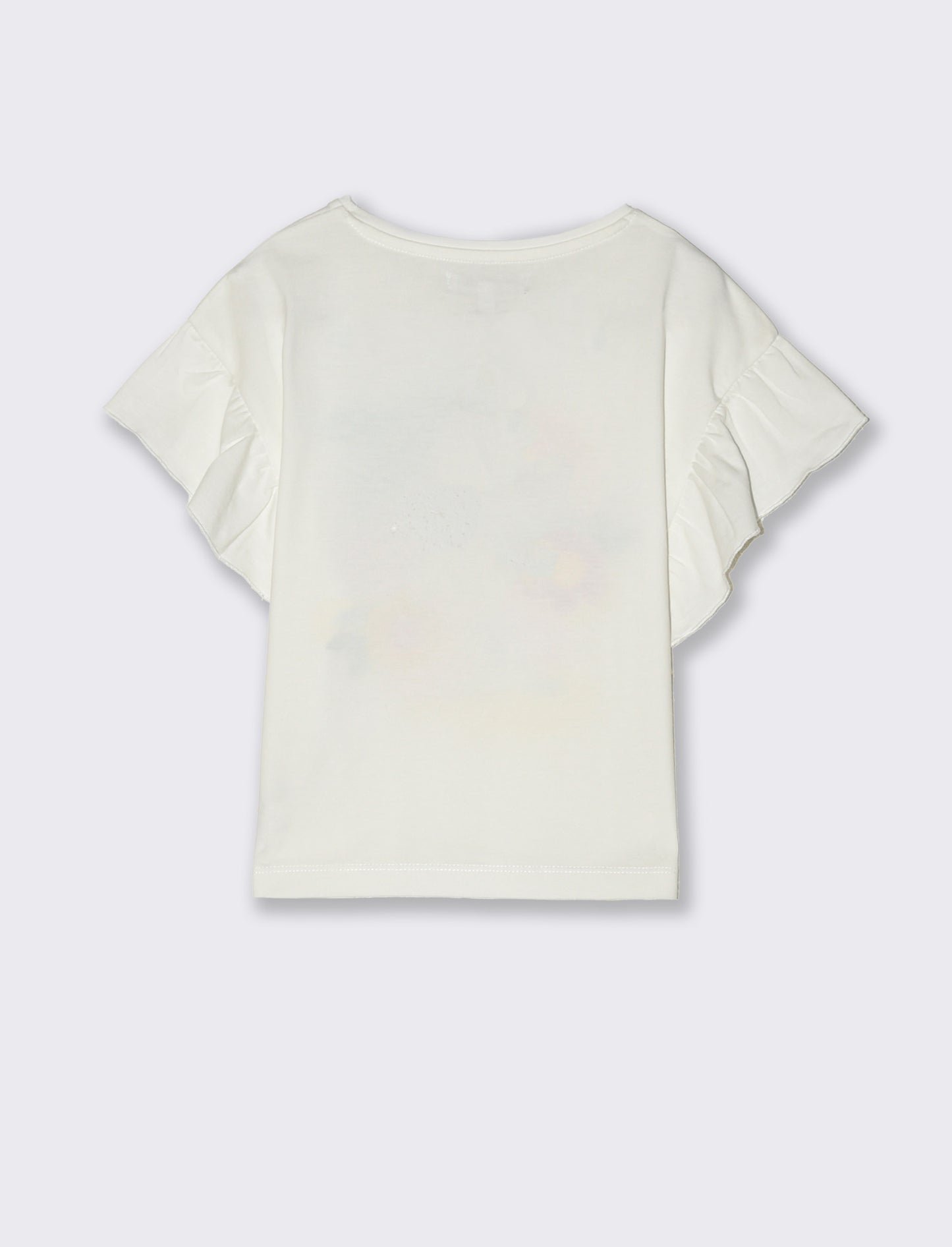 T-shirt estiva con stampa e ricamo da bambina - Bianco