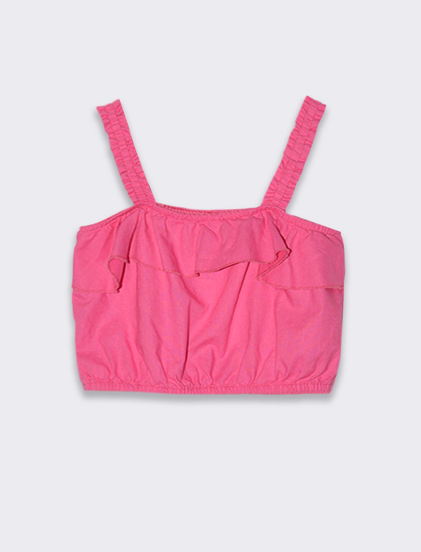 Top cropped in misto lino da bambina - Fuxia