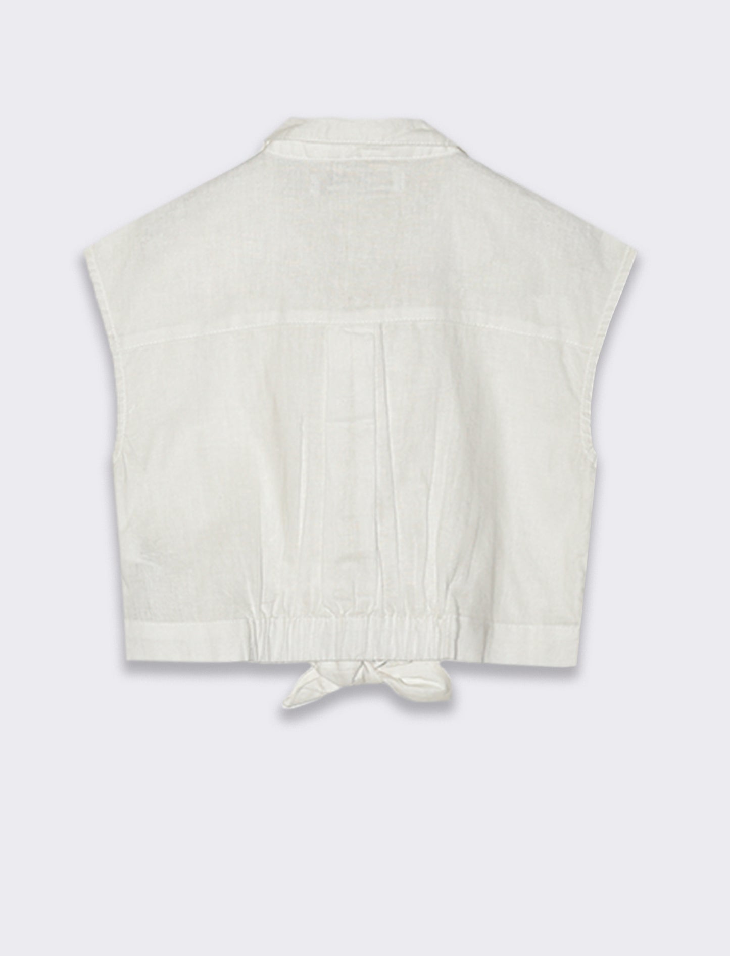 Camicia giromanica con fiocco da bambina - Bianco