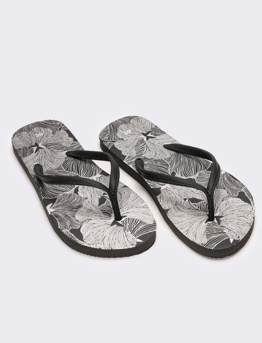 Infradito da donna stampa tropicale - Nero