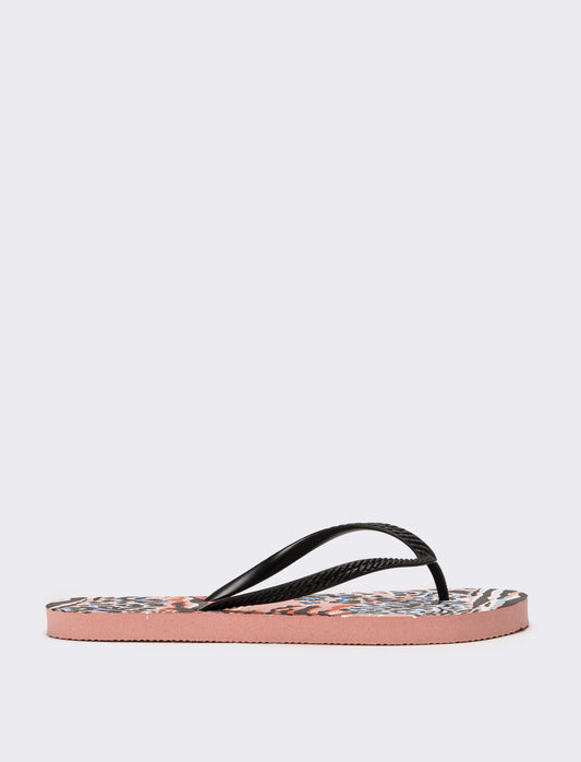 Infradito da donna stampa animalier - Nero