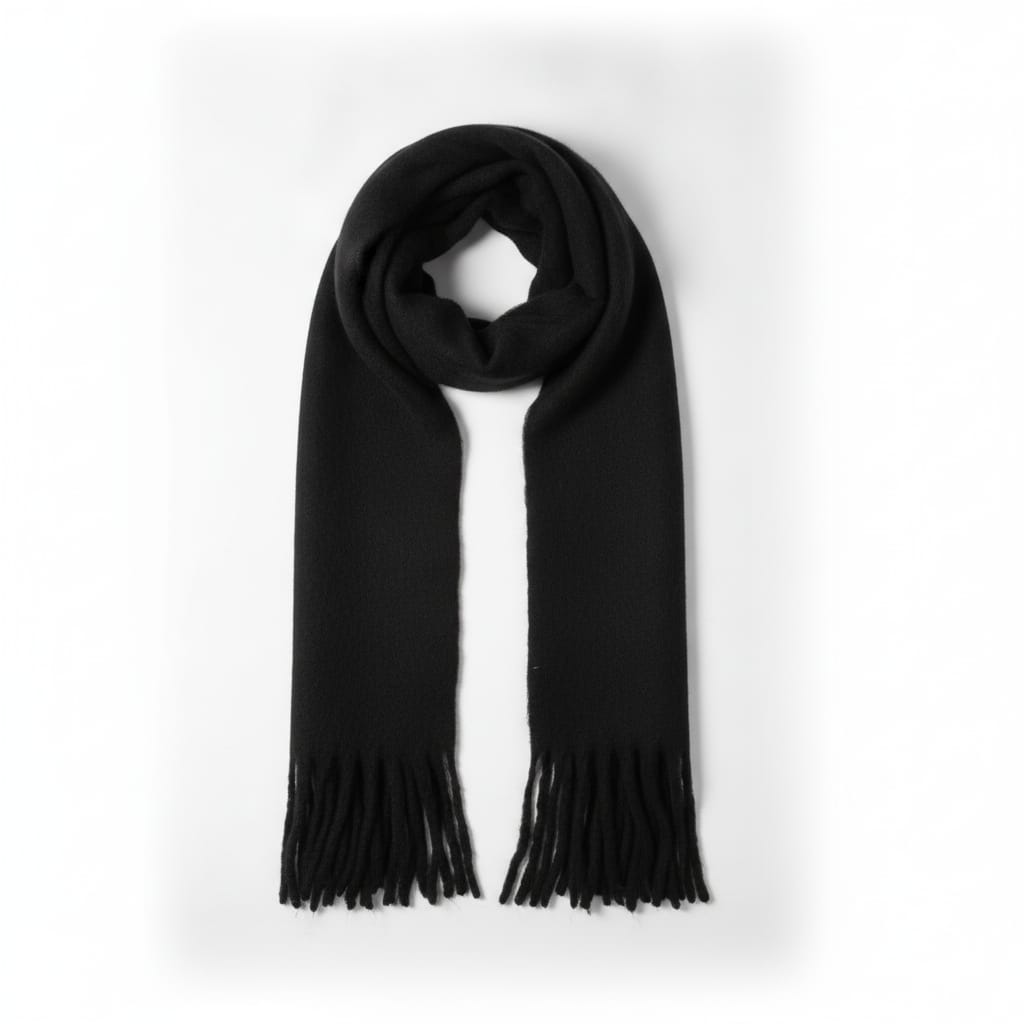 Basic scarf with fringes - Black