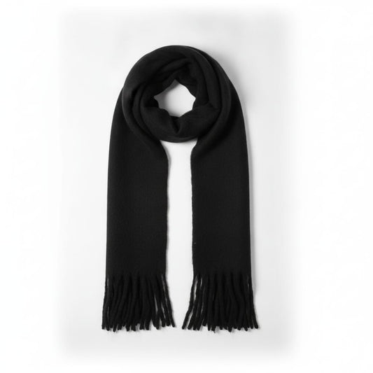 Sciarpa basic con frange - Nero