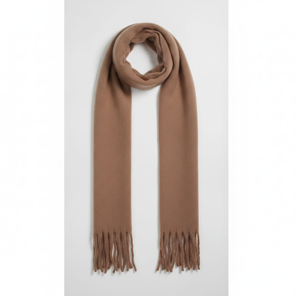 Basic scarf with fringes - BROWN