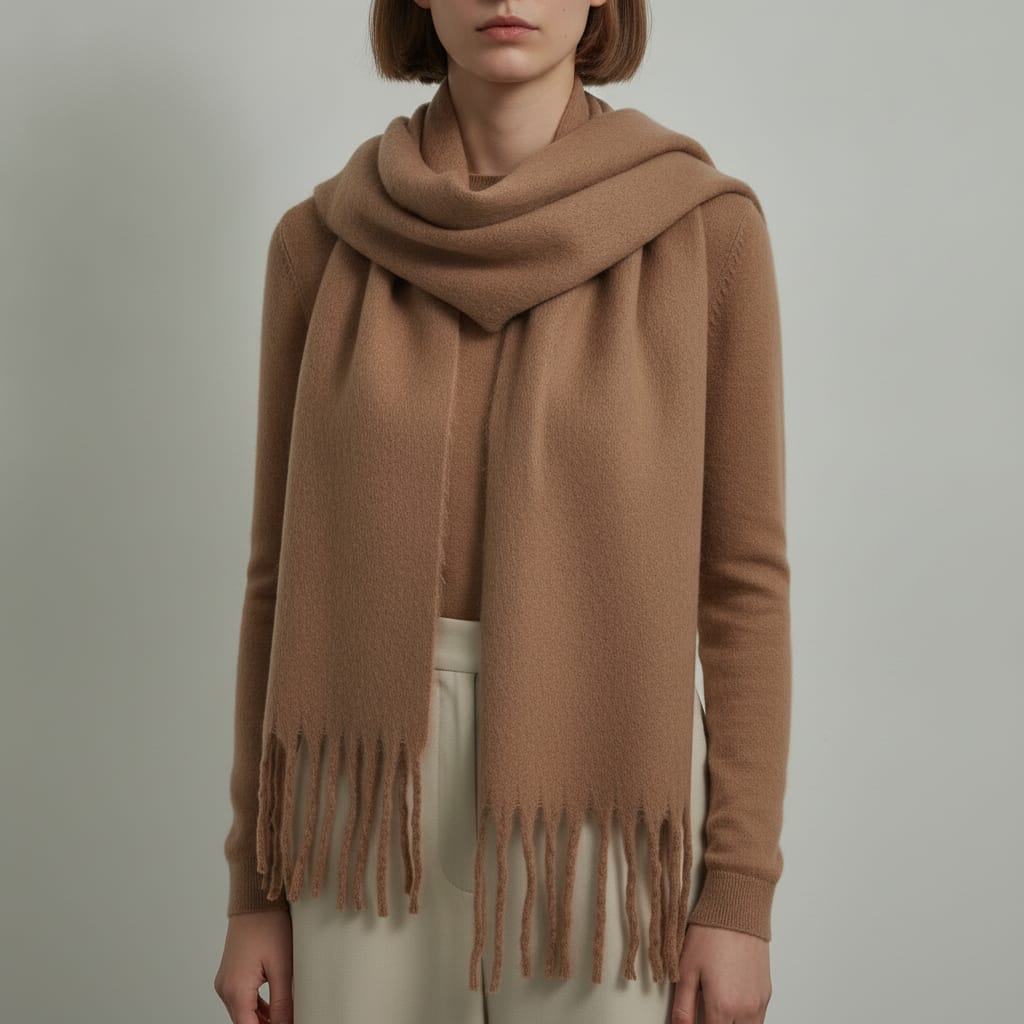 Basic scarf with fringes - BROWN