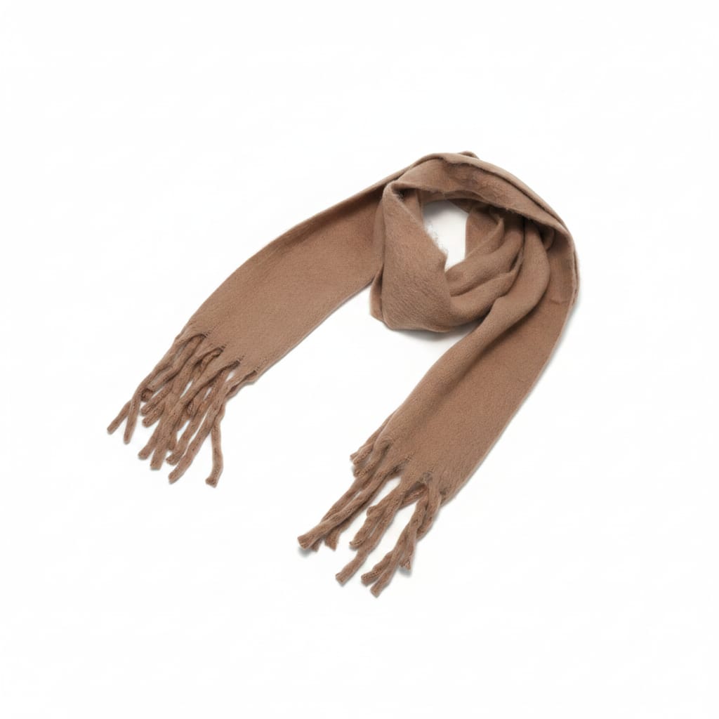 Basic scarf with fringes - BROWN