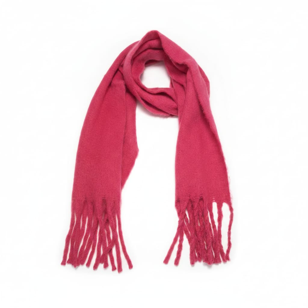 Basic scarf with fringes - Fuxia
