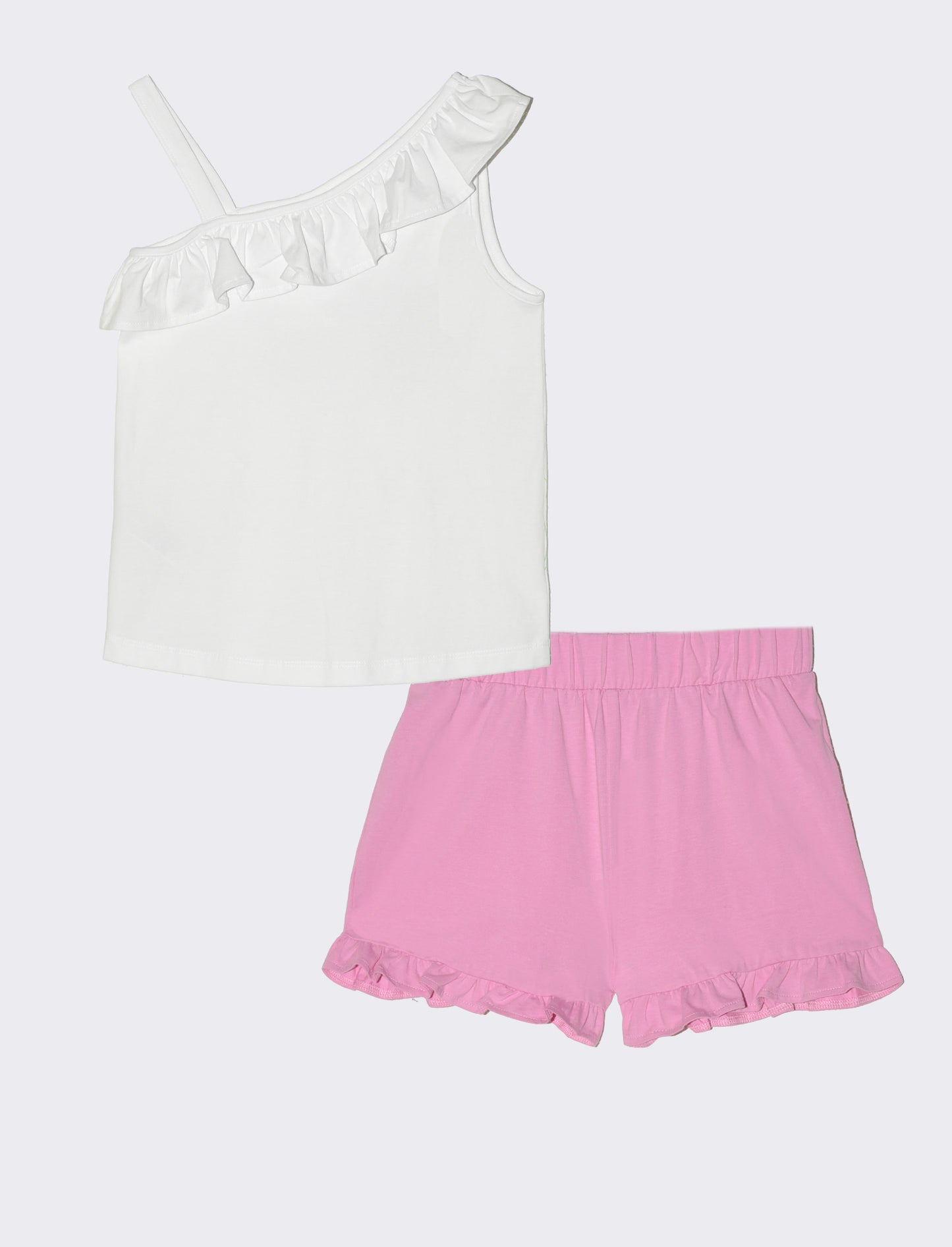 Completino in cotone elastico con frange da bambina - Rosa