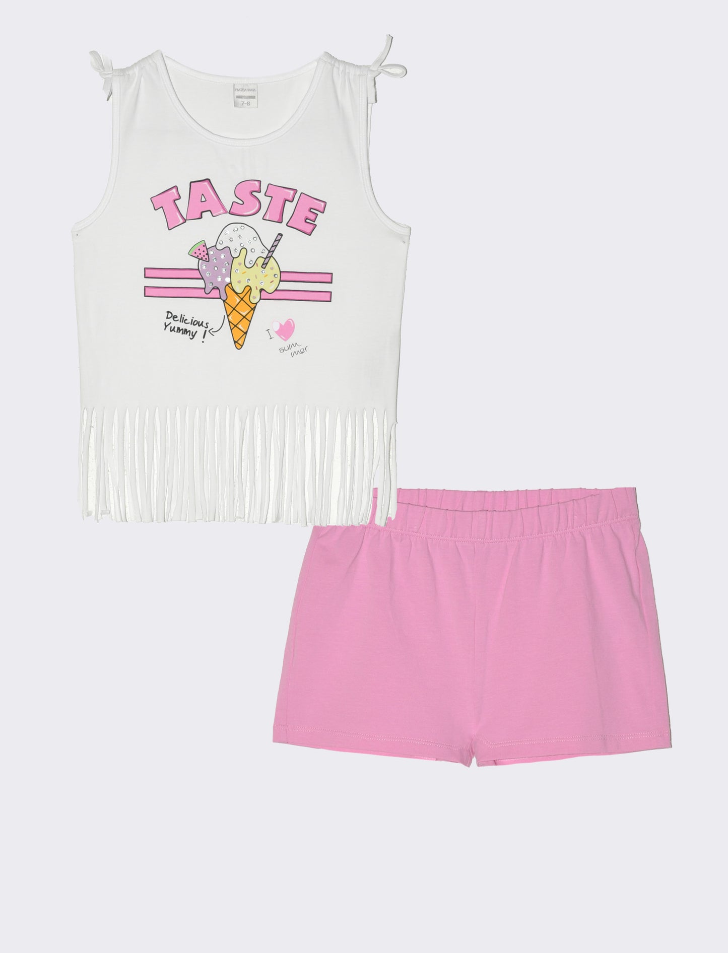 Set due pezzi composto da short e top da bambina - Bianco