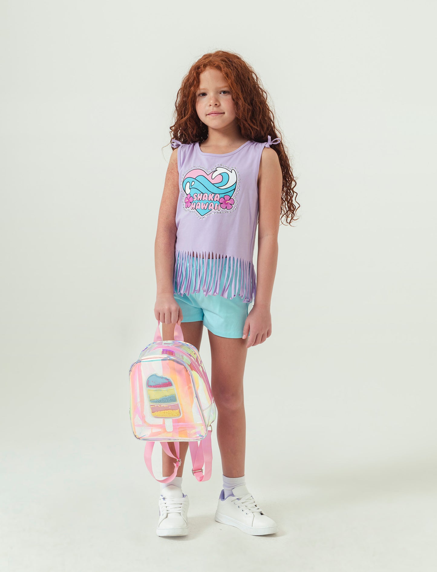Set due pezzi composto da short e top da bambina - Lilla