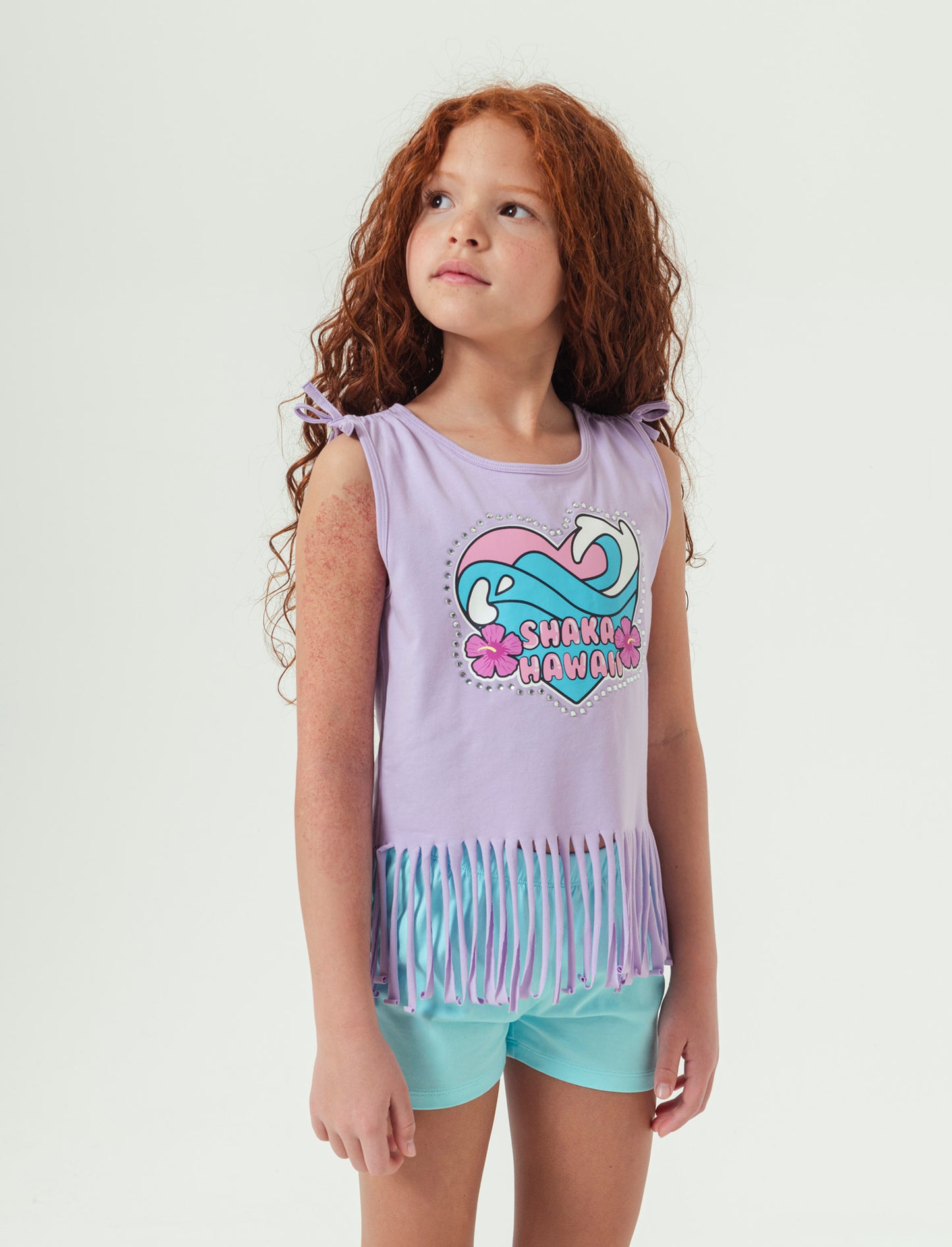 Set due pezzi composto da short e top da bambina - Lilla