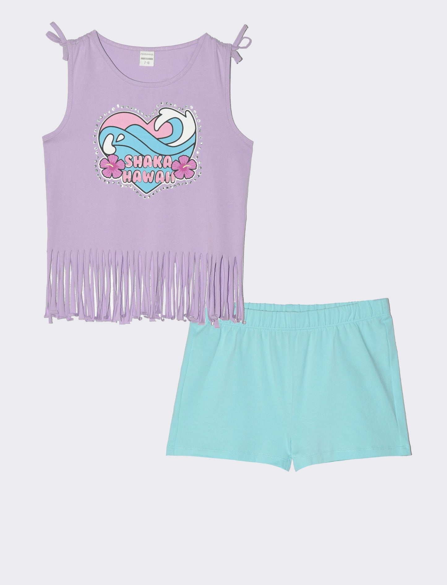Set due pezzi composto da short e top da bambina - Lilla