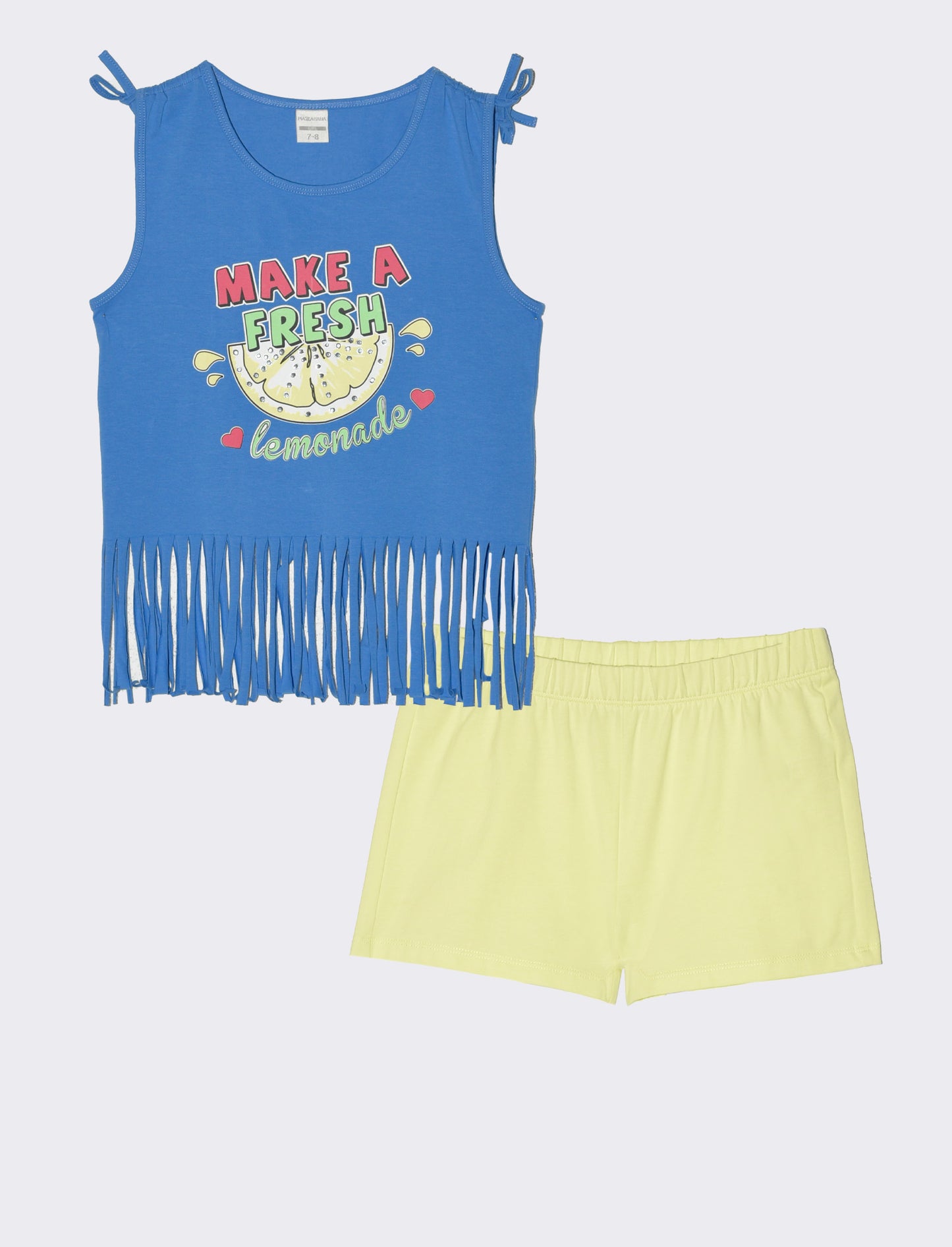 Set due pezzi composto da short e top da bambina - Blu cobalto