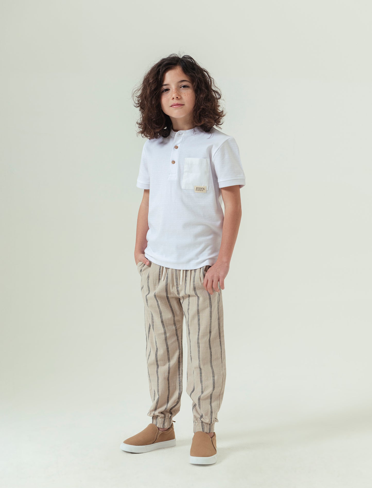 Jogger in misto lino da bambino - Righe