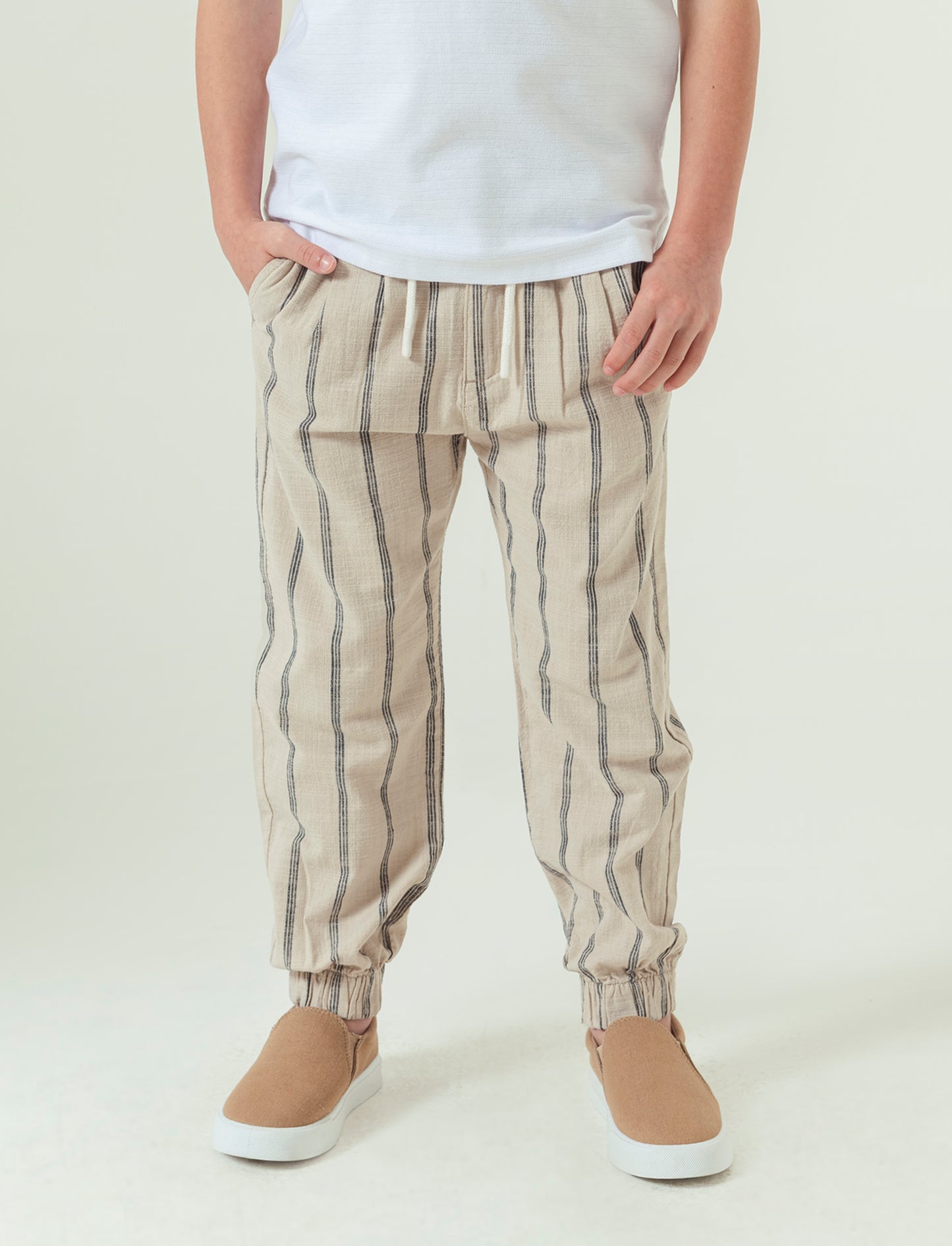 Jogger in misto lino da bambino - Righe