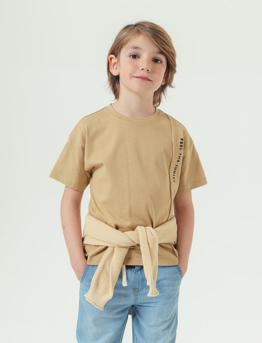 T-shirt stampata da bambino - Beige
