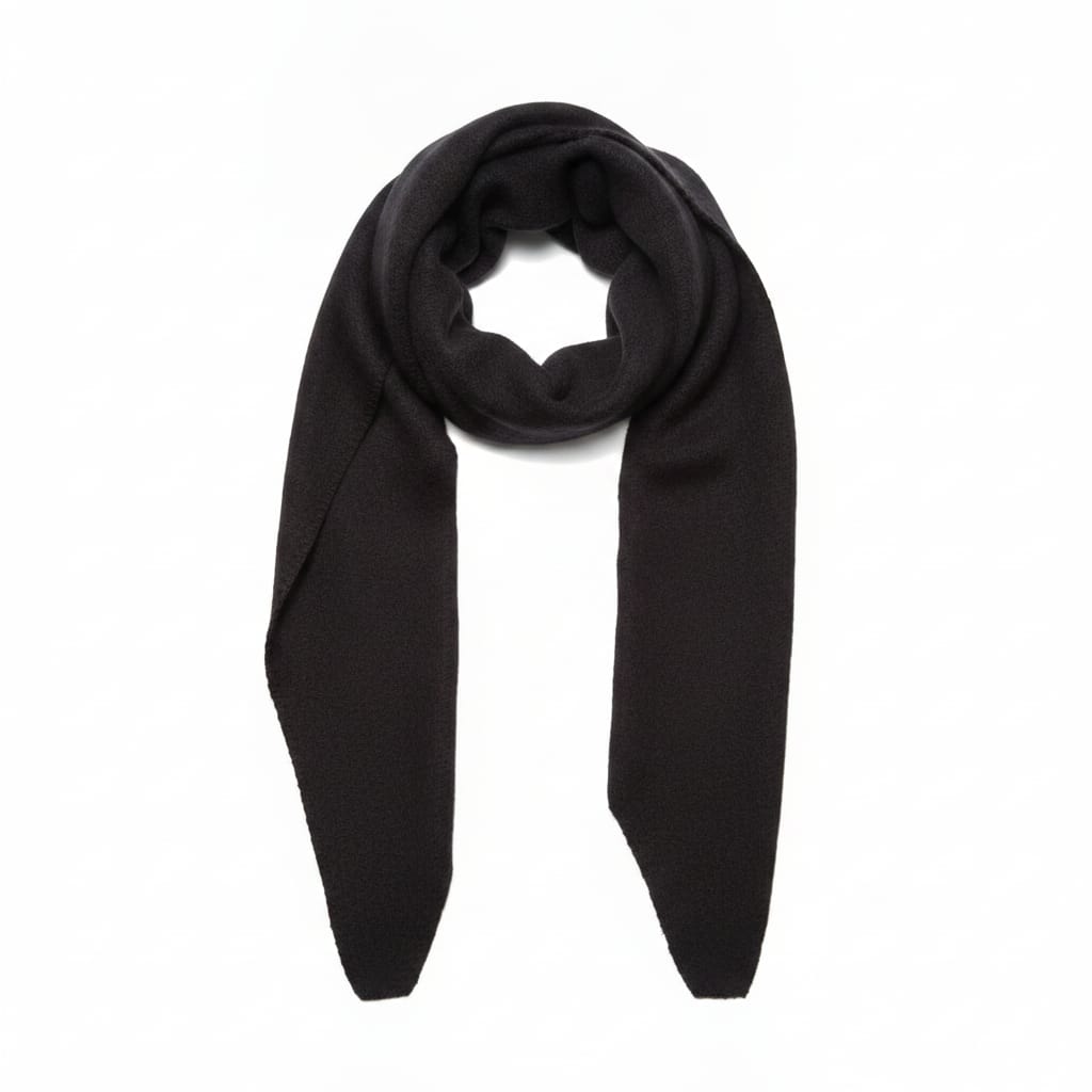 Triangolo sciarpa grande con bordini - Nero