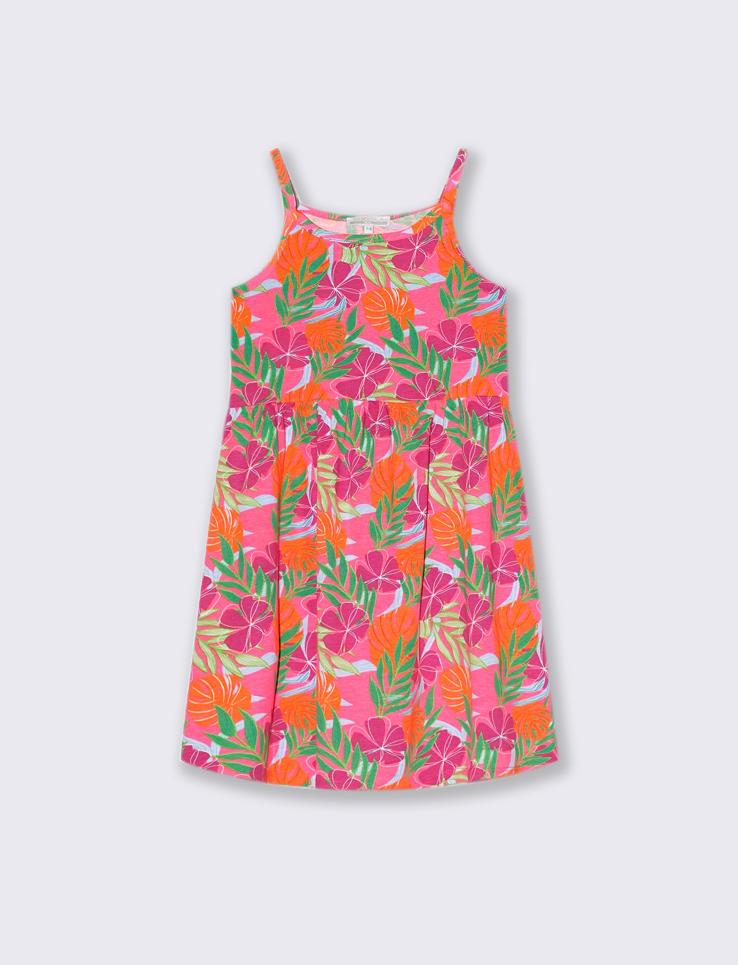 Abito stampa fluo da bambina - Fuxia