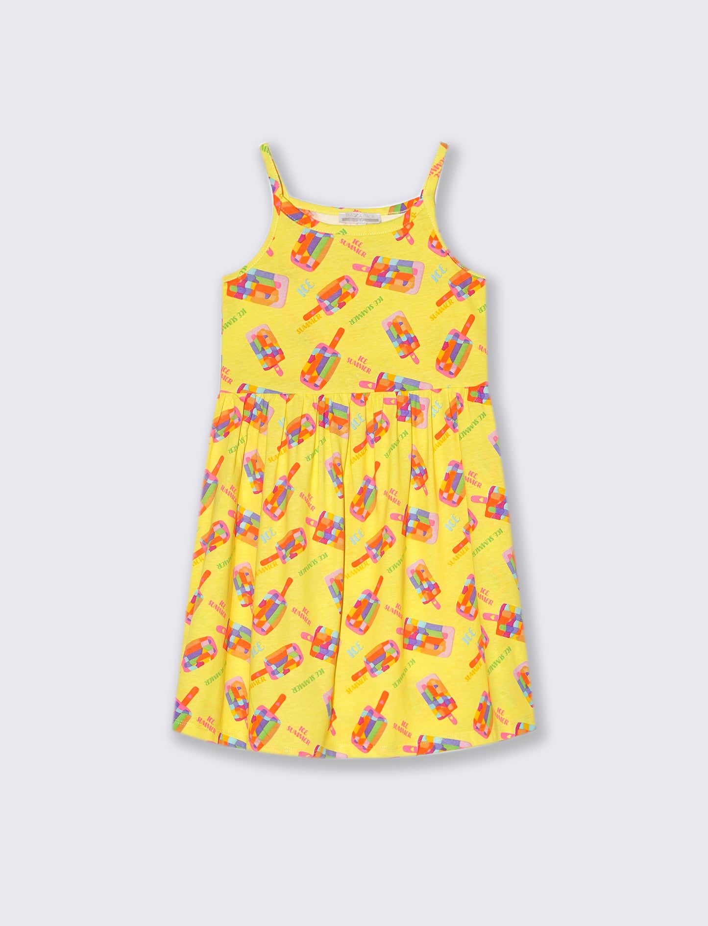 Abito stampa fluo da bambina - Giallo