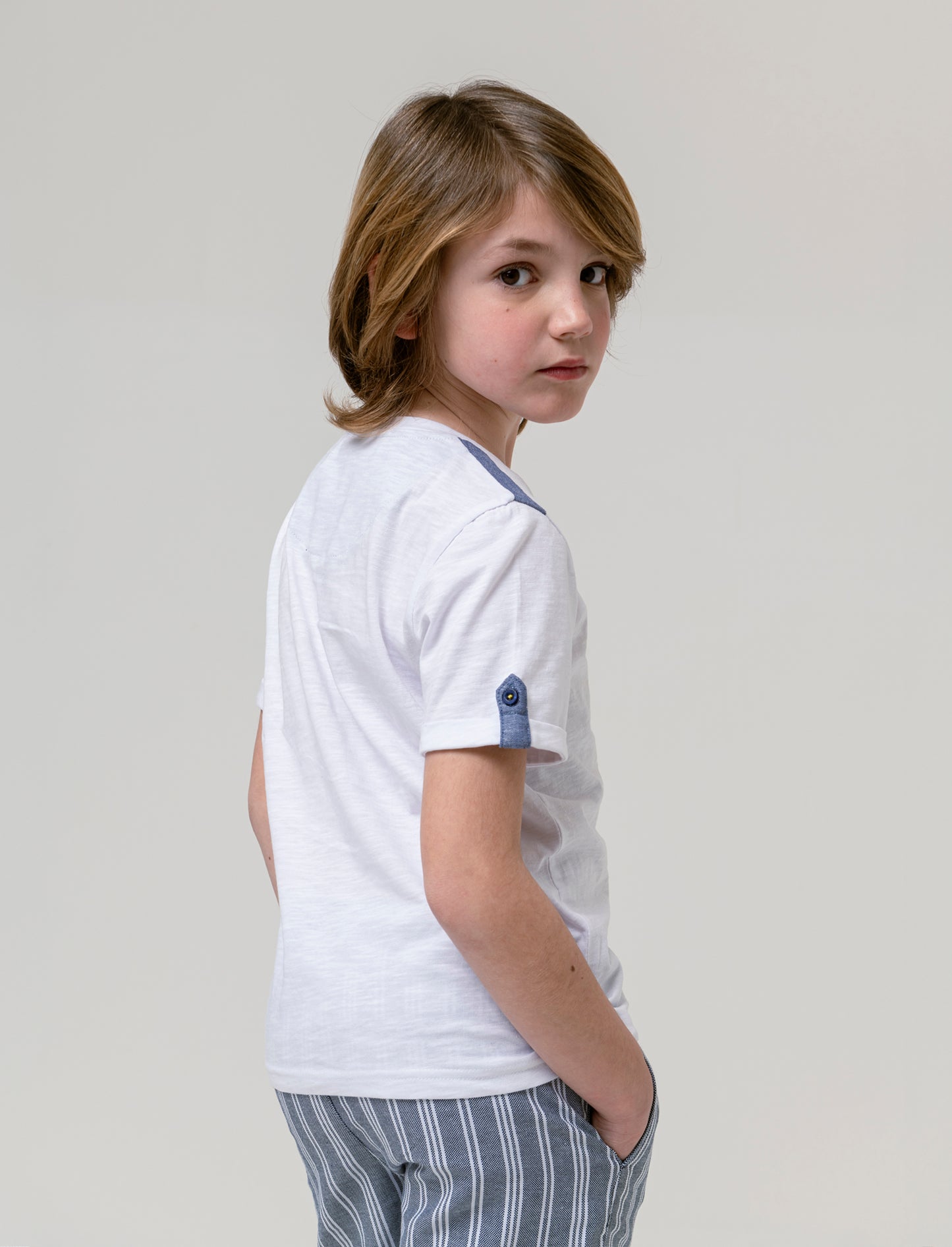 T-shirt jersey fiammato da bambino - Bianco