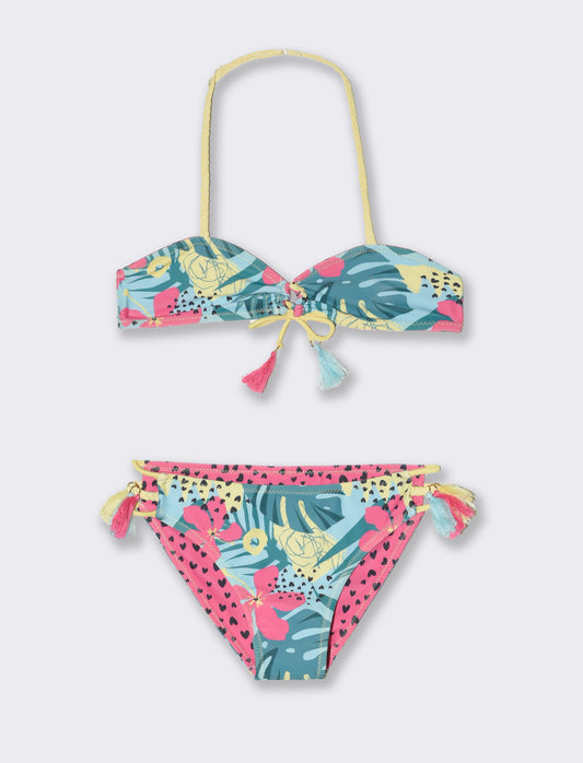 Costume double face da bambina - Verde acqua