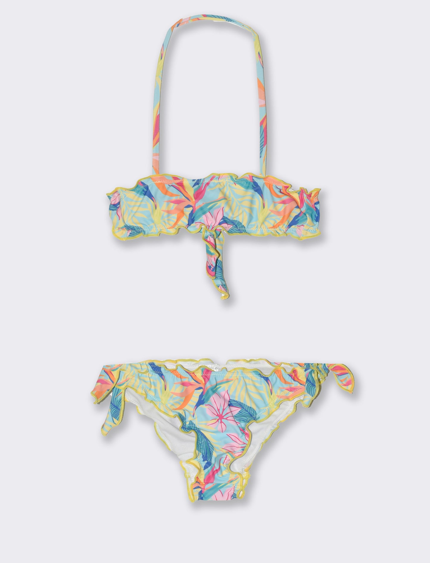 Costume arricciato da bambina - Verde acqua