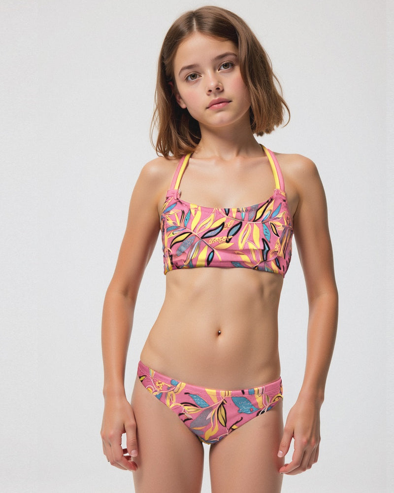 Costume bambina trecce da bambina - Fuxia
