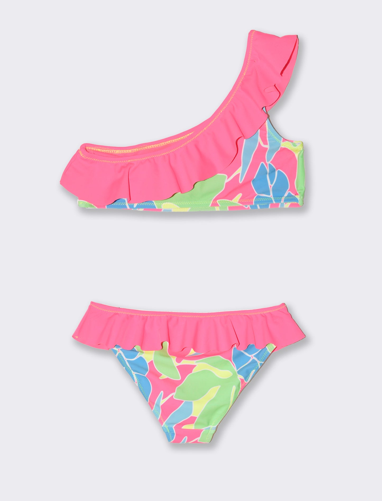 Costume rouches da bambina - Fuxia