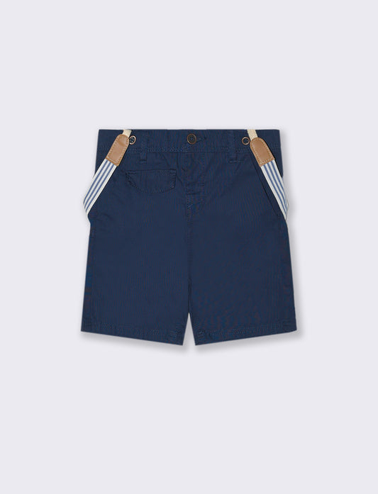 Bermuda con bretelle da neonato - Blu