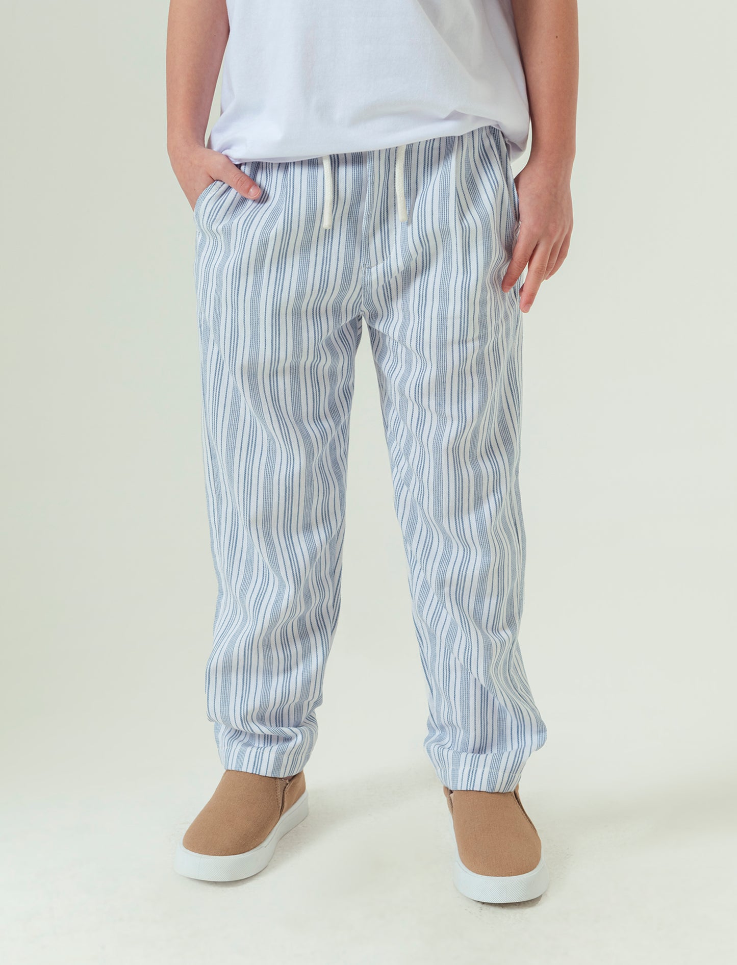 Jogger in misto lino da bambino - Righe
