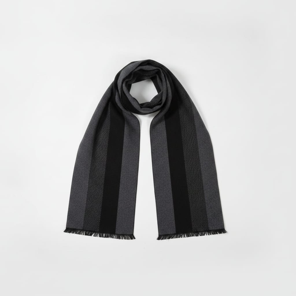 Men's Scarf Wide Vertical Stripes - Black