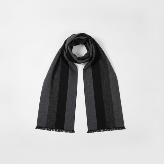 Sciarpa uomo righe verticali larghe - Nero