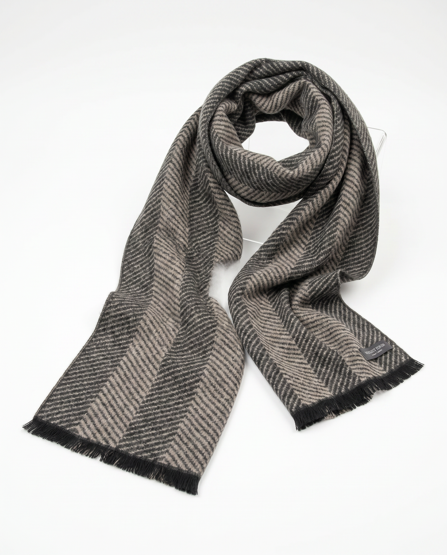 Men's Scarf Wide Vertical Stripes - Beige