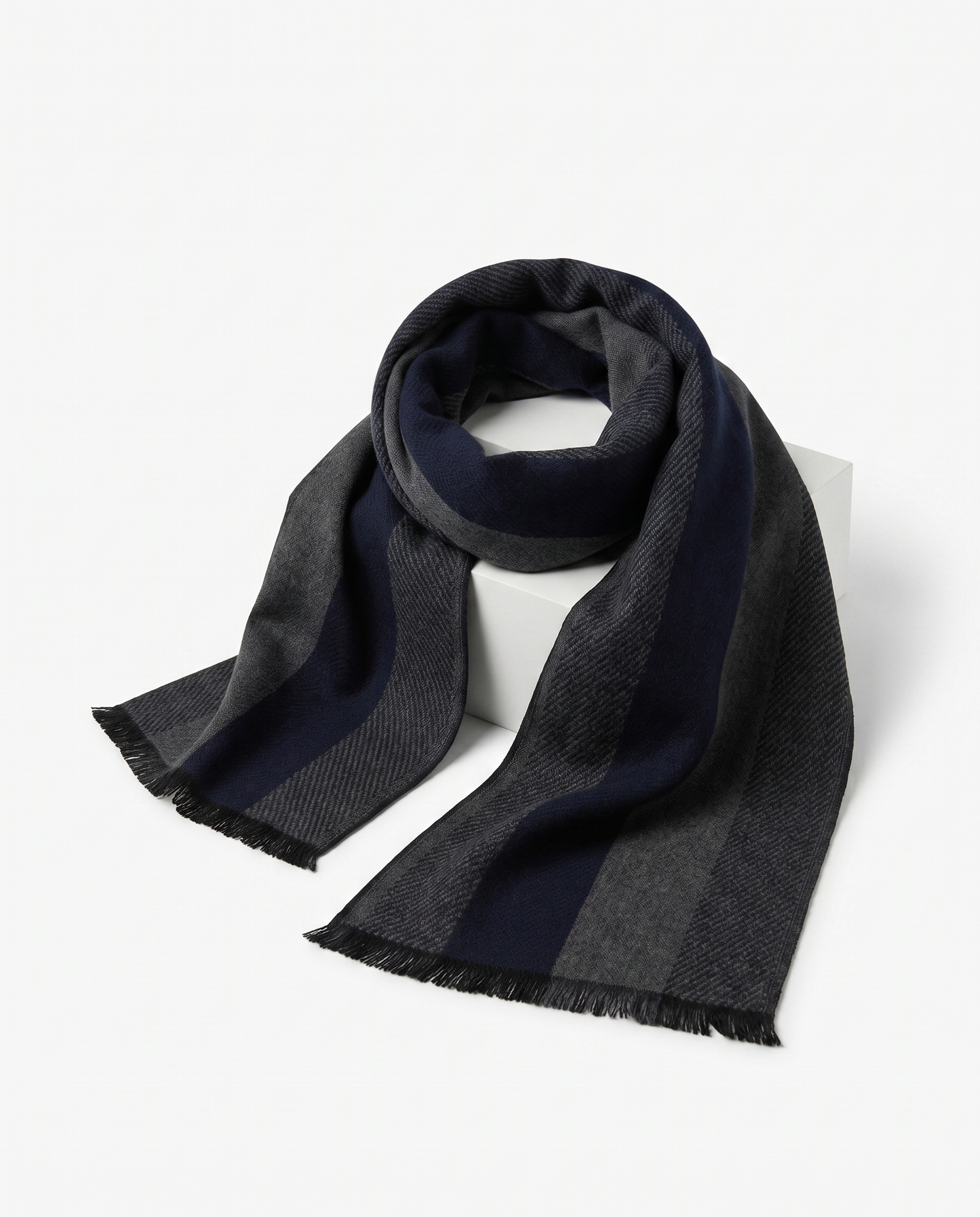 Men's Scarf Wide Vertical Stripes - Blue