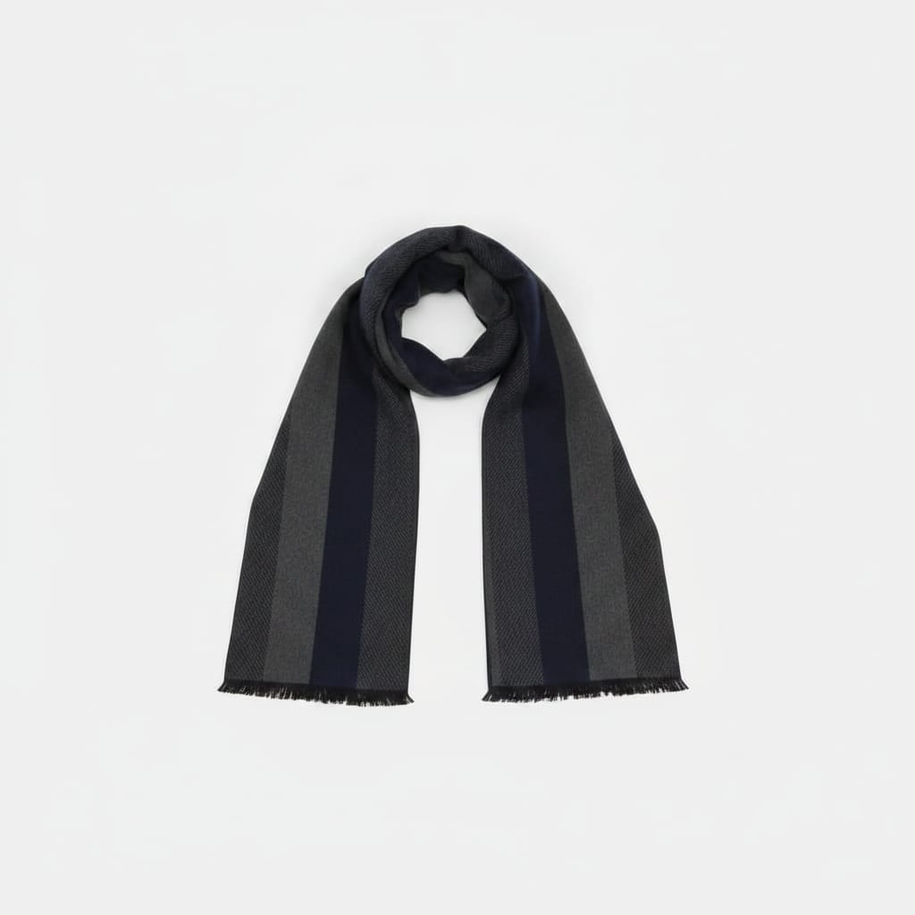 Men's Scarf Wide Vertical Stripes - Blue