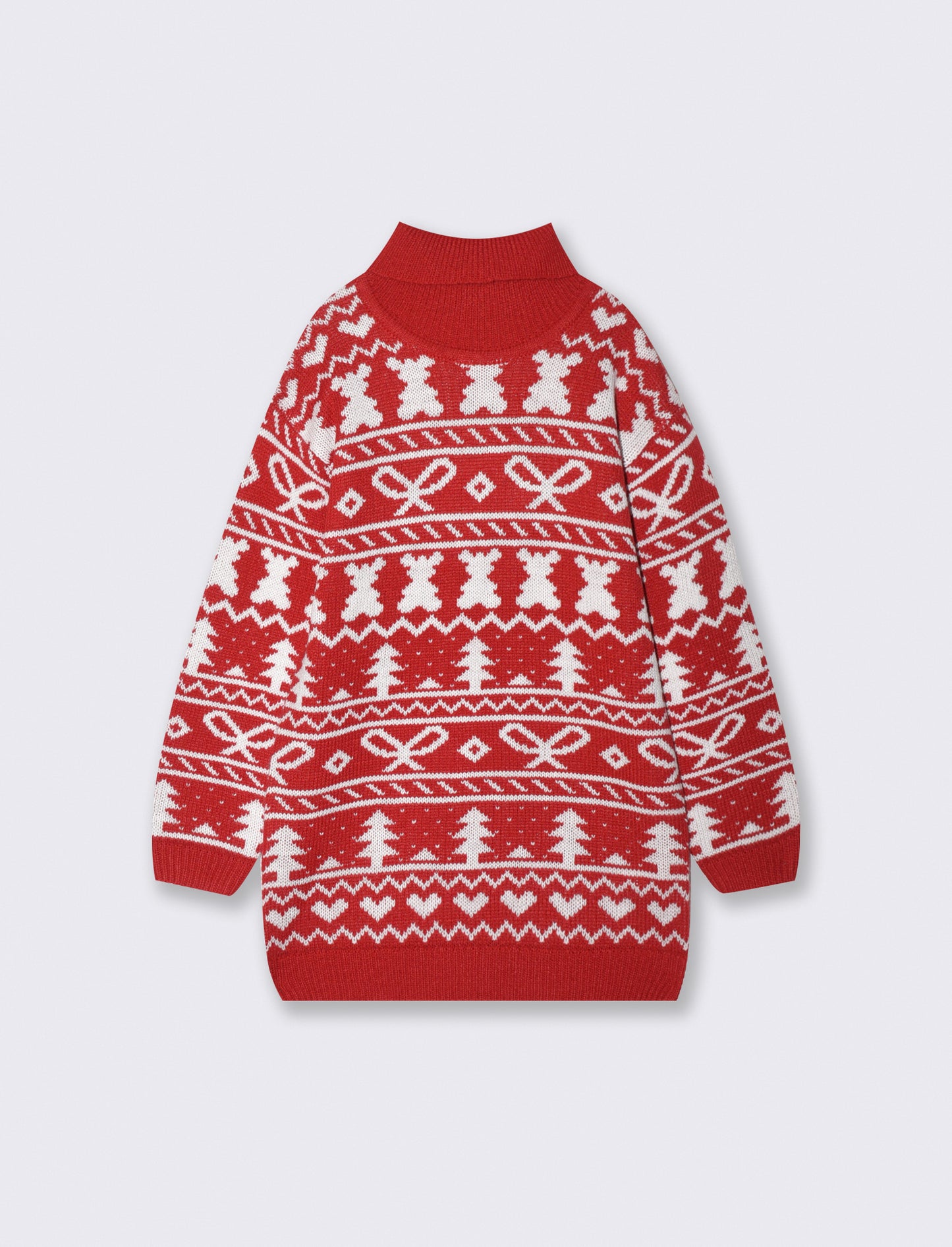 Knitted Christmas Dress Jacquard - Red