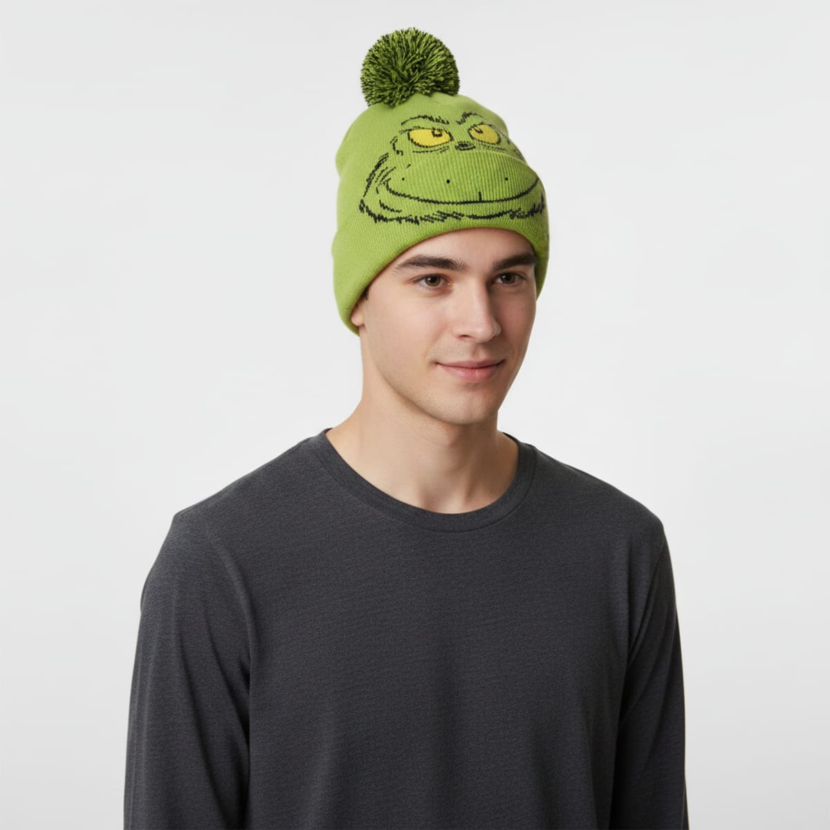 Cappello Grinch con pon pon divertente - Verde