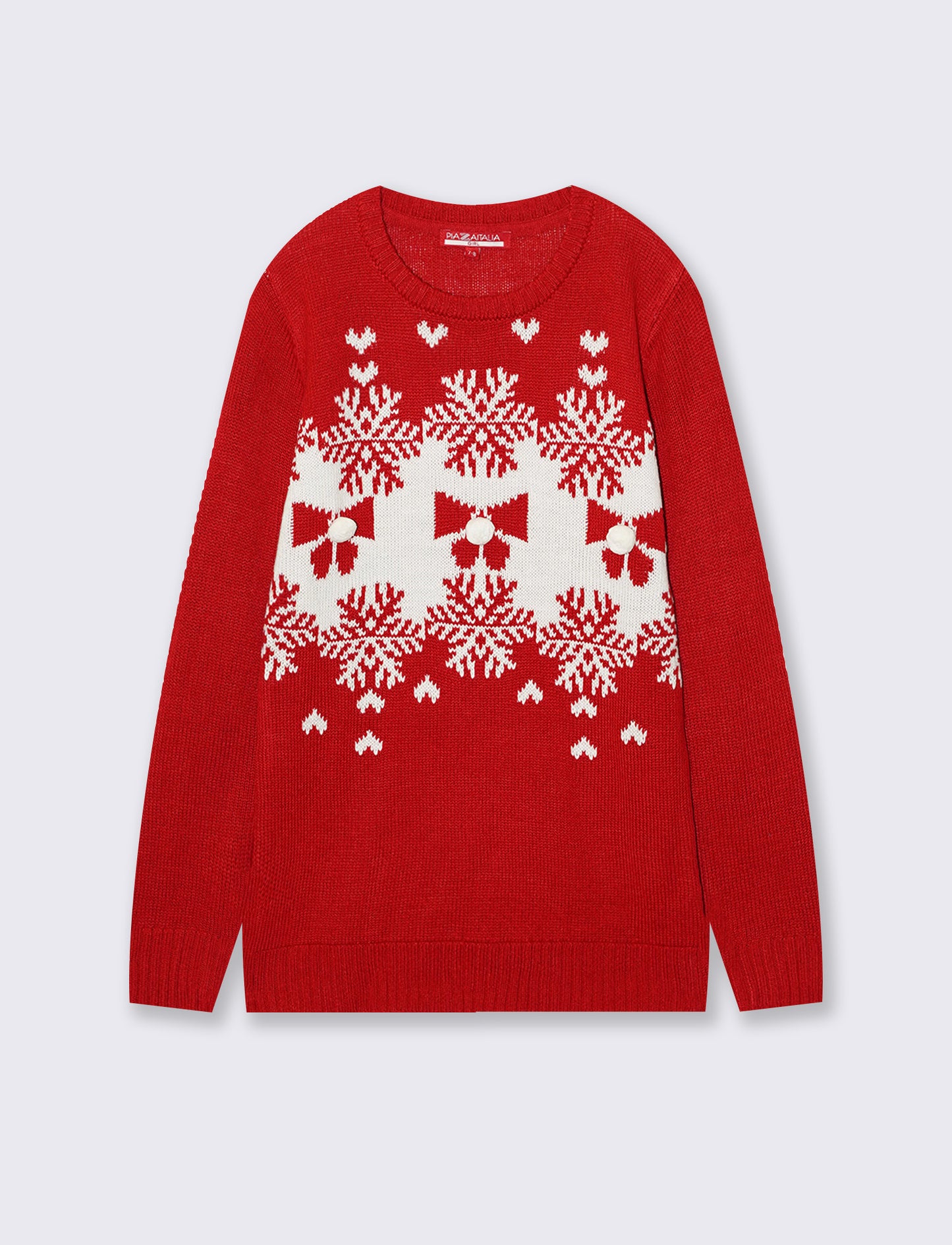 Maglia Natalizia con pon pon e bon bon - Rosso