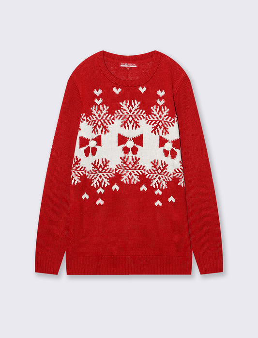 Maglia Natalizia con pon pon e bon bon - Rosso