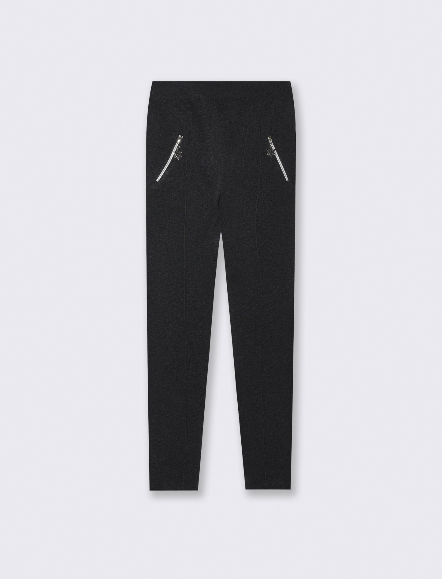 Leggings da bambina con zip e nervature - Nero