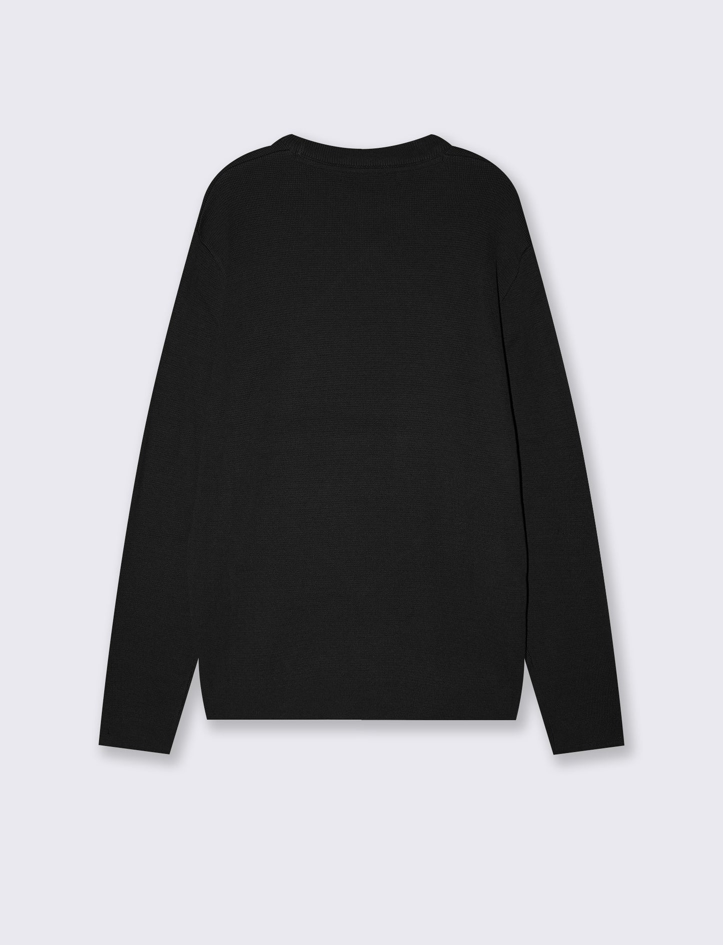 Jacquard crew neck sweater in cotton blend - Black