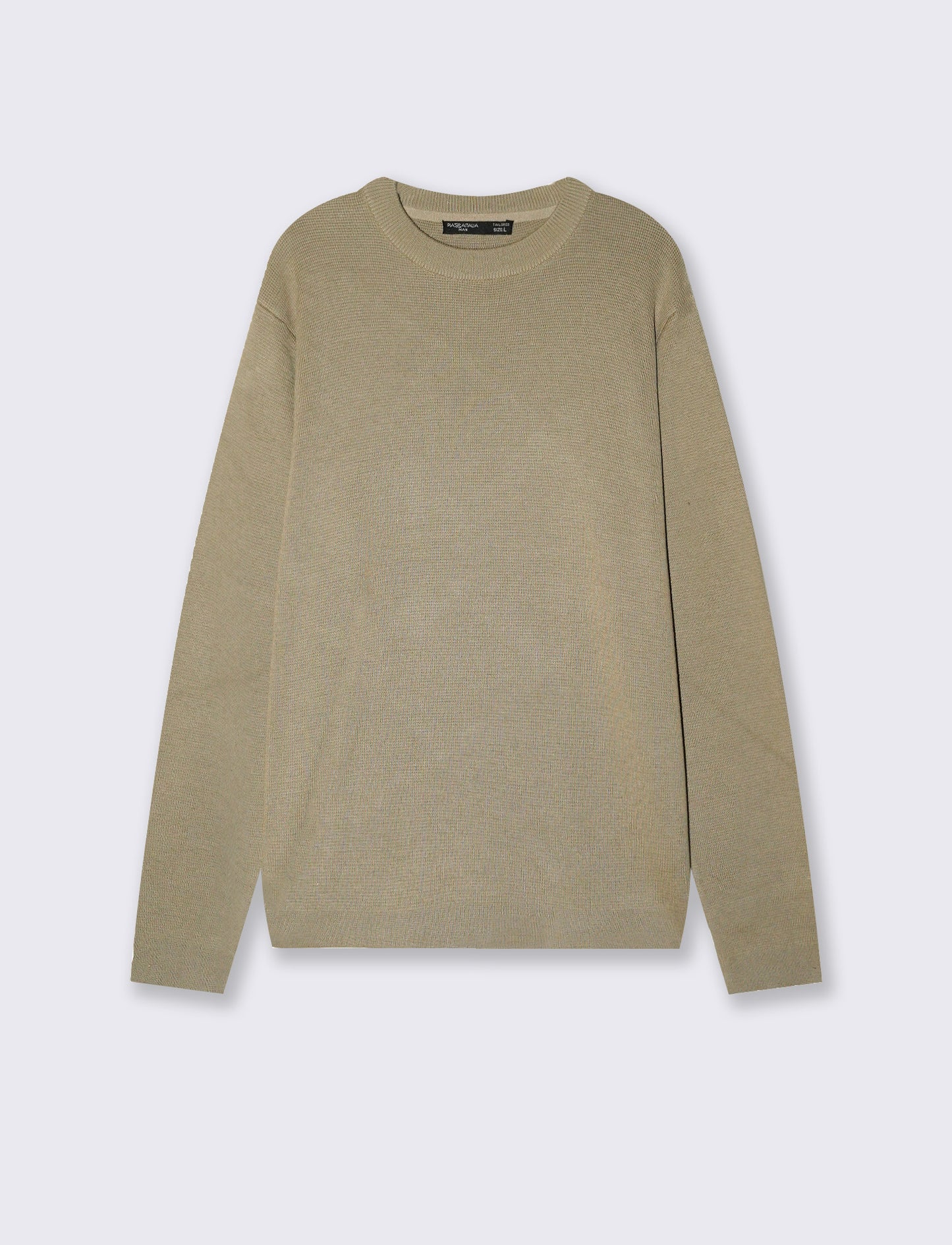 Jacquard crew neck sweater in cotton blend - Beige