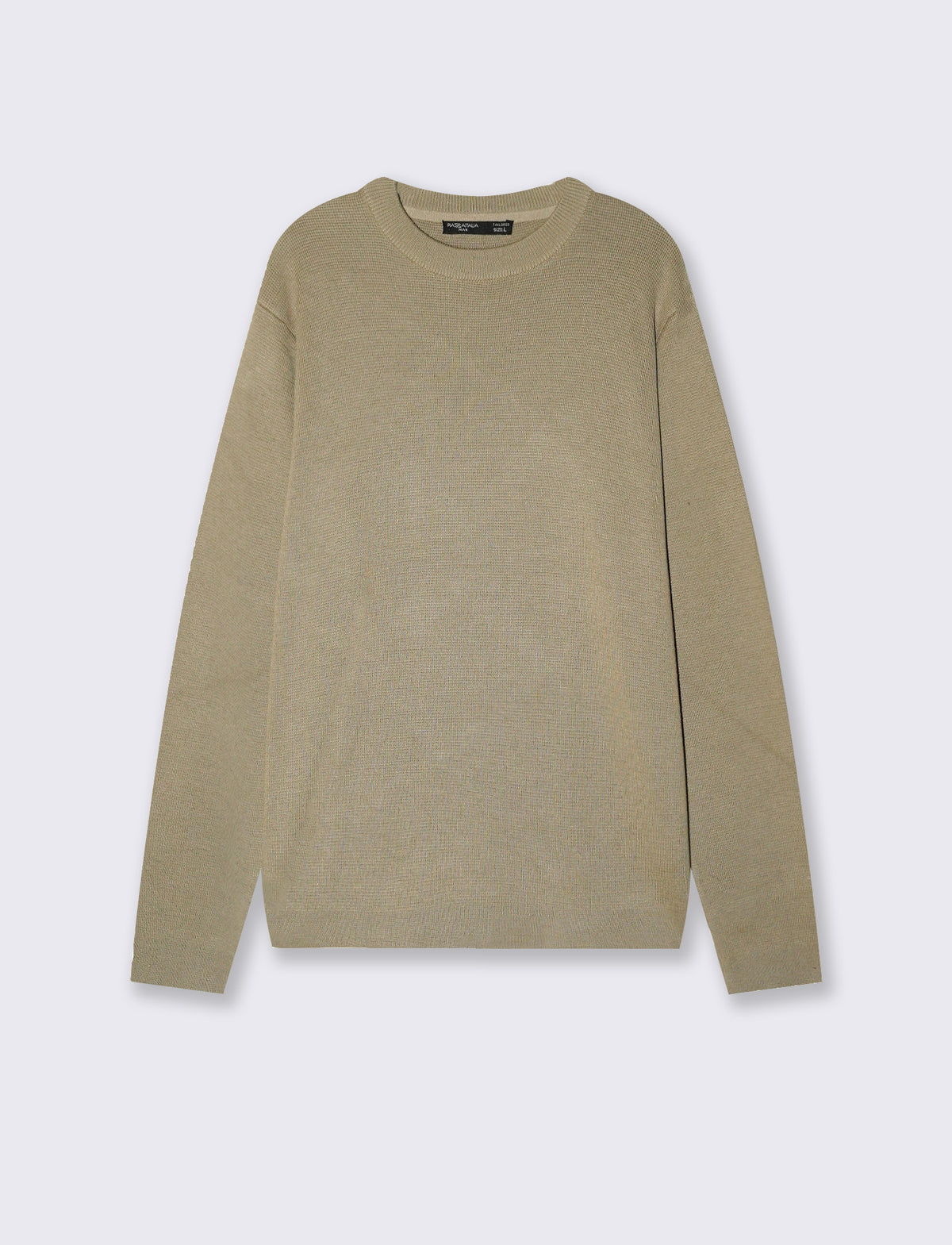 Jacquard crew neck sweater in cotton blend - Beige