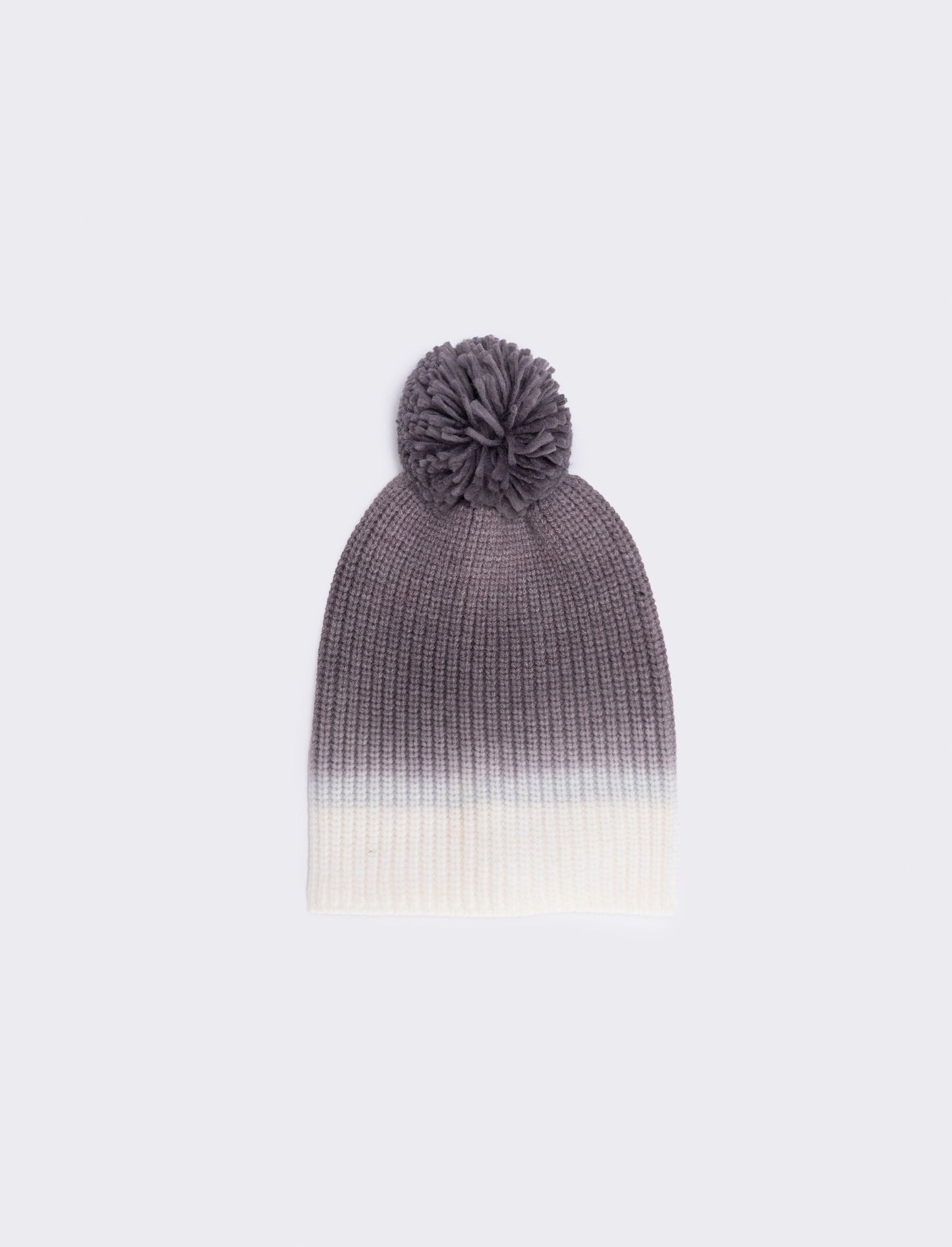 Gradient knit hat with pom pom - Grey