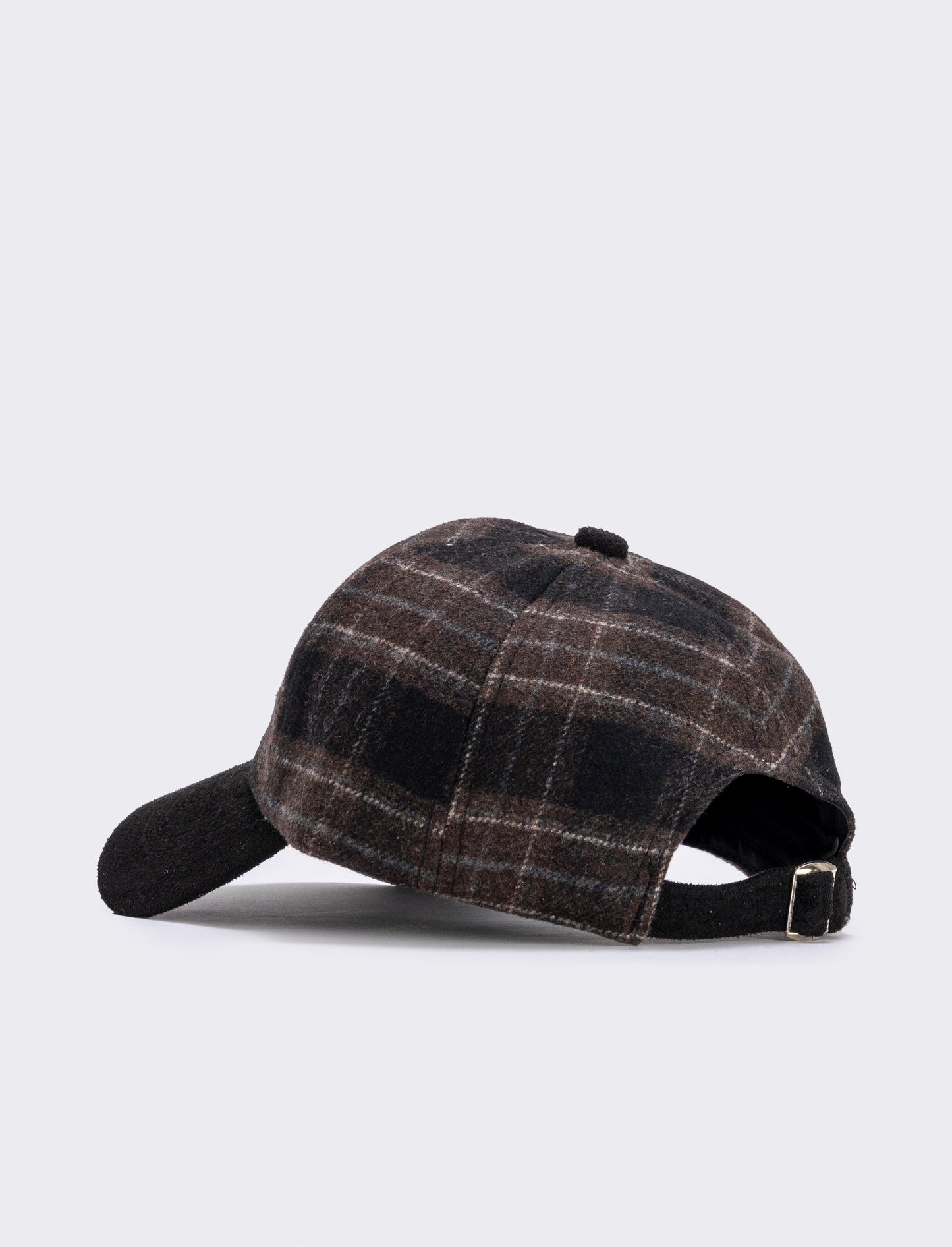 Plaid Baseball Cap with Distinctive Text - Brown