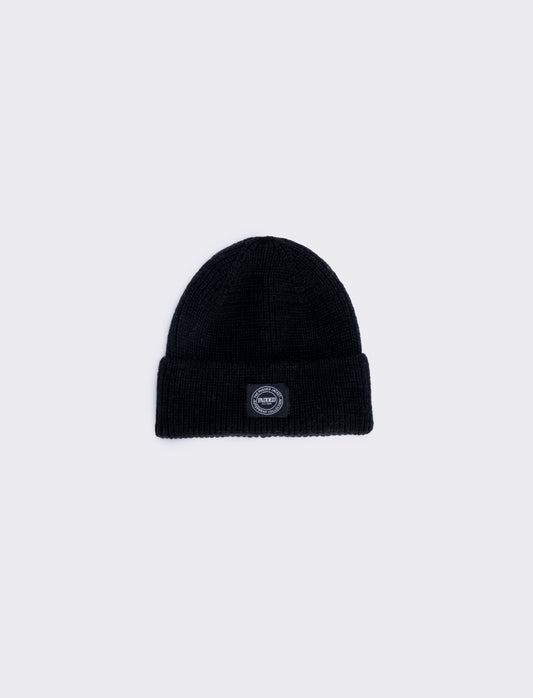 Cappello in maglia con risvolto - Nero
