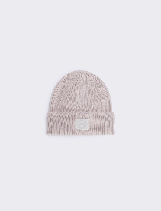 Cappello in maglia con risvolto - Bianco sporco