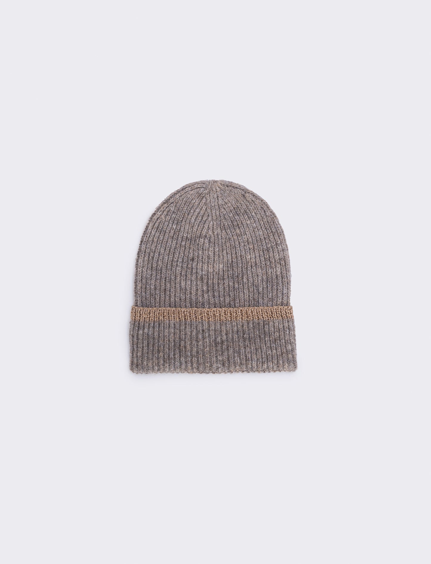 Cappello maglia con bordino lurex - Beige
