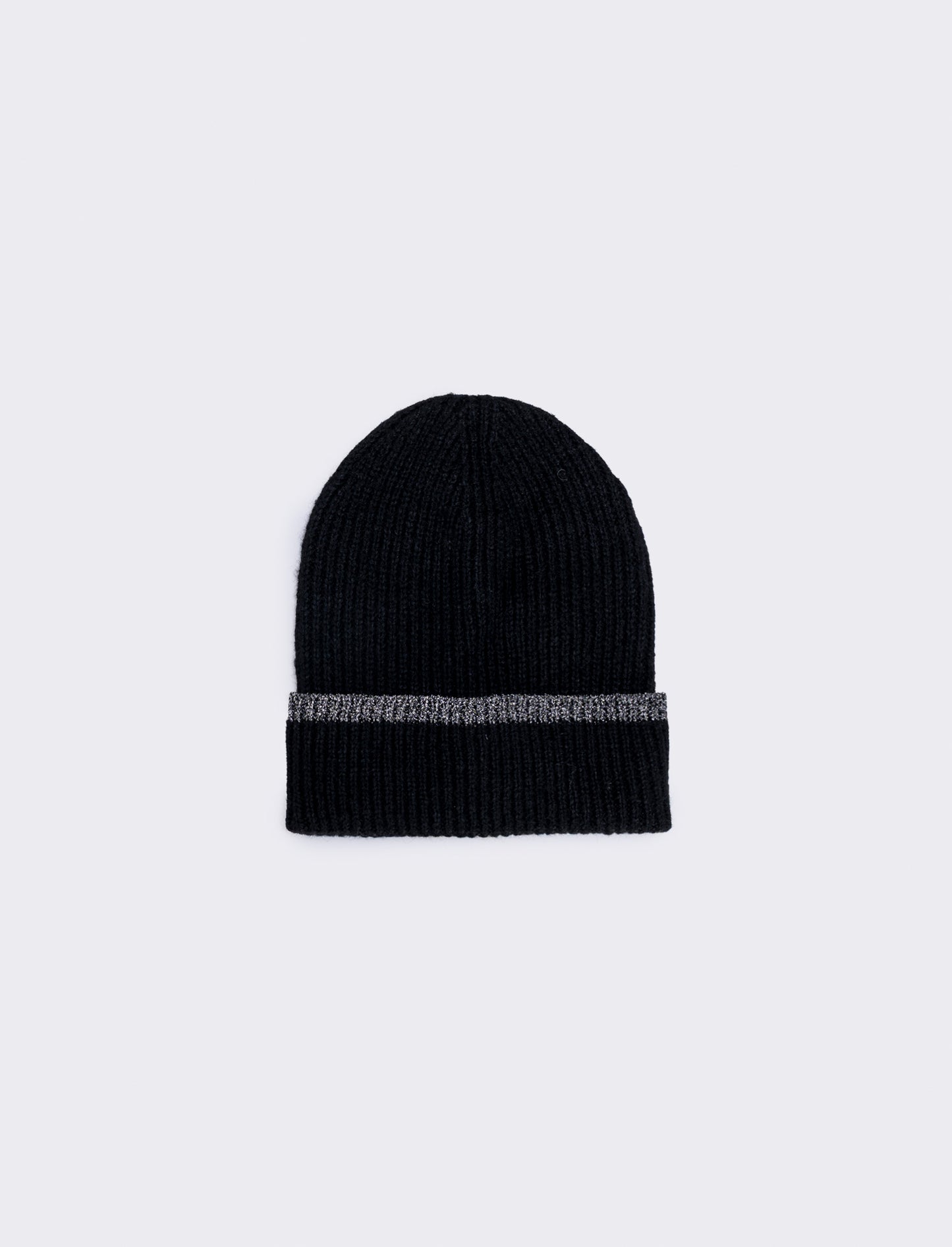 Cappello in maglia con bordino lurex - Nero